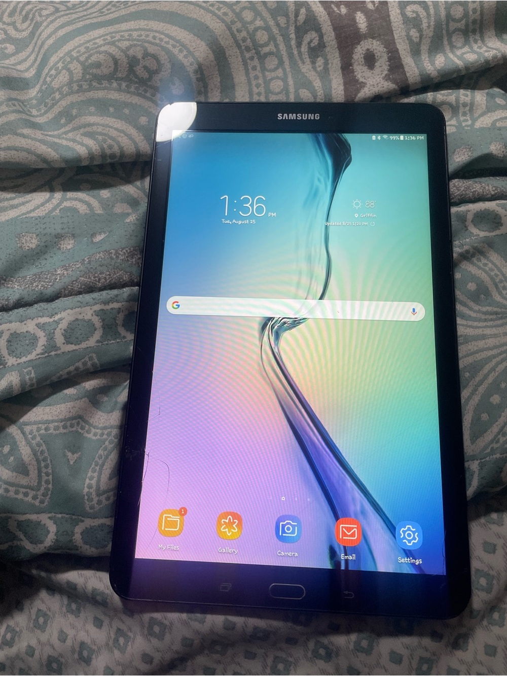 Samsung Tablet in Black with Multicolor Display
